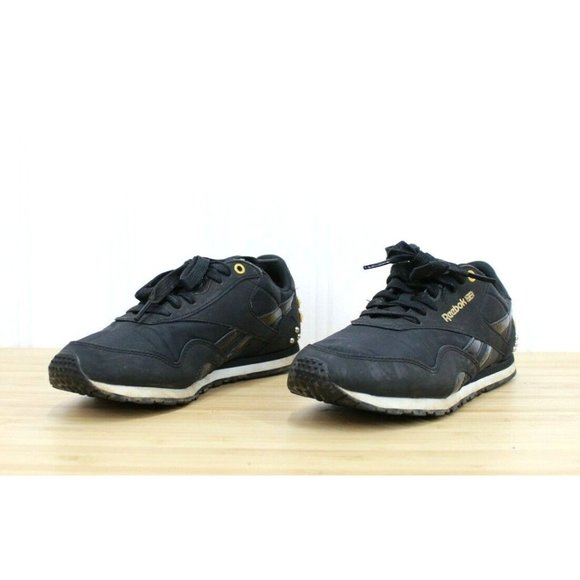 REEBOK Classic Black Canvas Lace-up Studded Detail Sneakers Shoes Size 7.5 - Picture 2 of 9